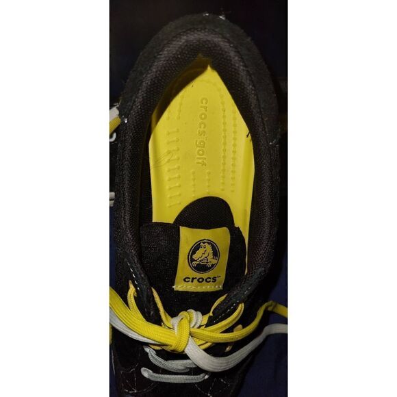 Crocs with Hank Haney Drayden Golf Black Burst Suede Leather Golf Shoes Size 5. - Picture 5 of 9